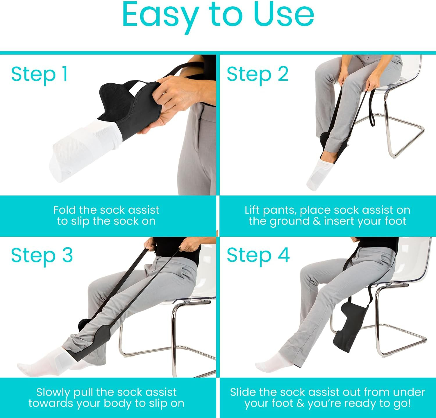 Flexible Sock Aid for Putting on Socks – Extra Wide Sock Puller for Seniors – So