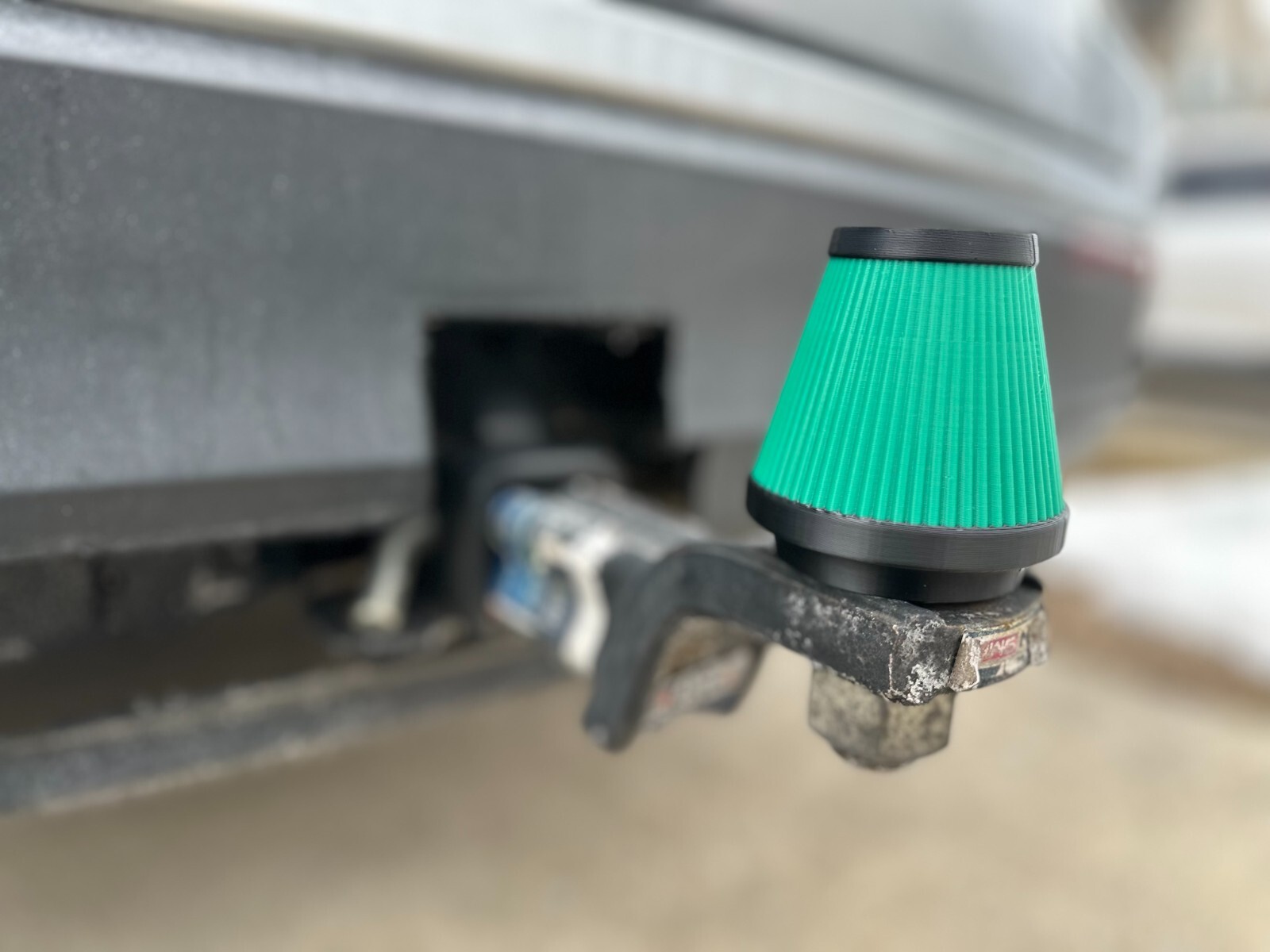 Performance air filter, ball tow hitch receiver cover 2″