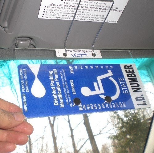 Handicapped Placard Cover & Holder – Swing Away Disabled Parking Tag Display, US