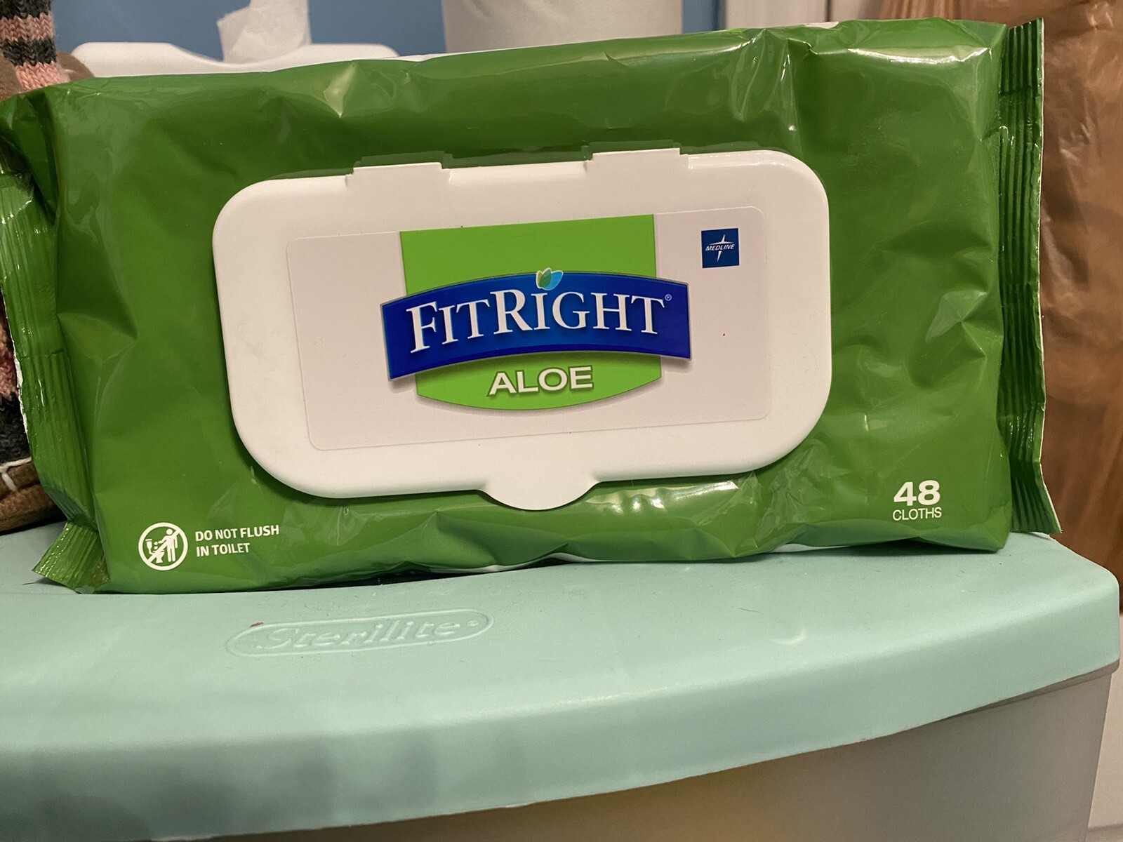 FitRight Aloe Personal Cleansing Cloth Wipes 48 Count, 8 x 12 Inch Ex But Unopen