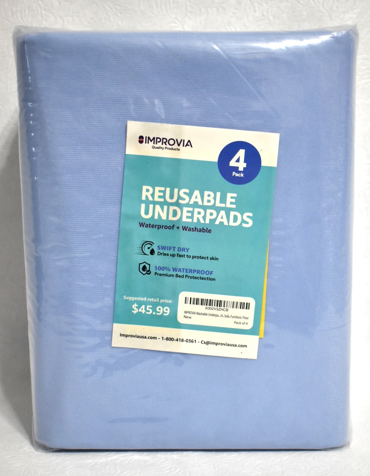 IMPROVIA Washable Underpads, 34″ x 36″ (Pack of 4) – Reusable & Waterproof New!