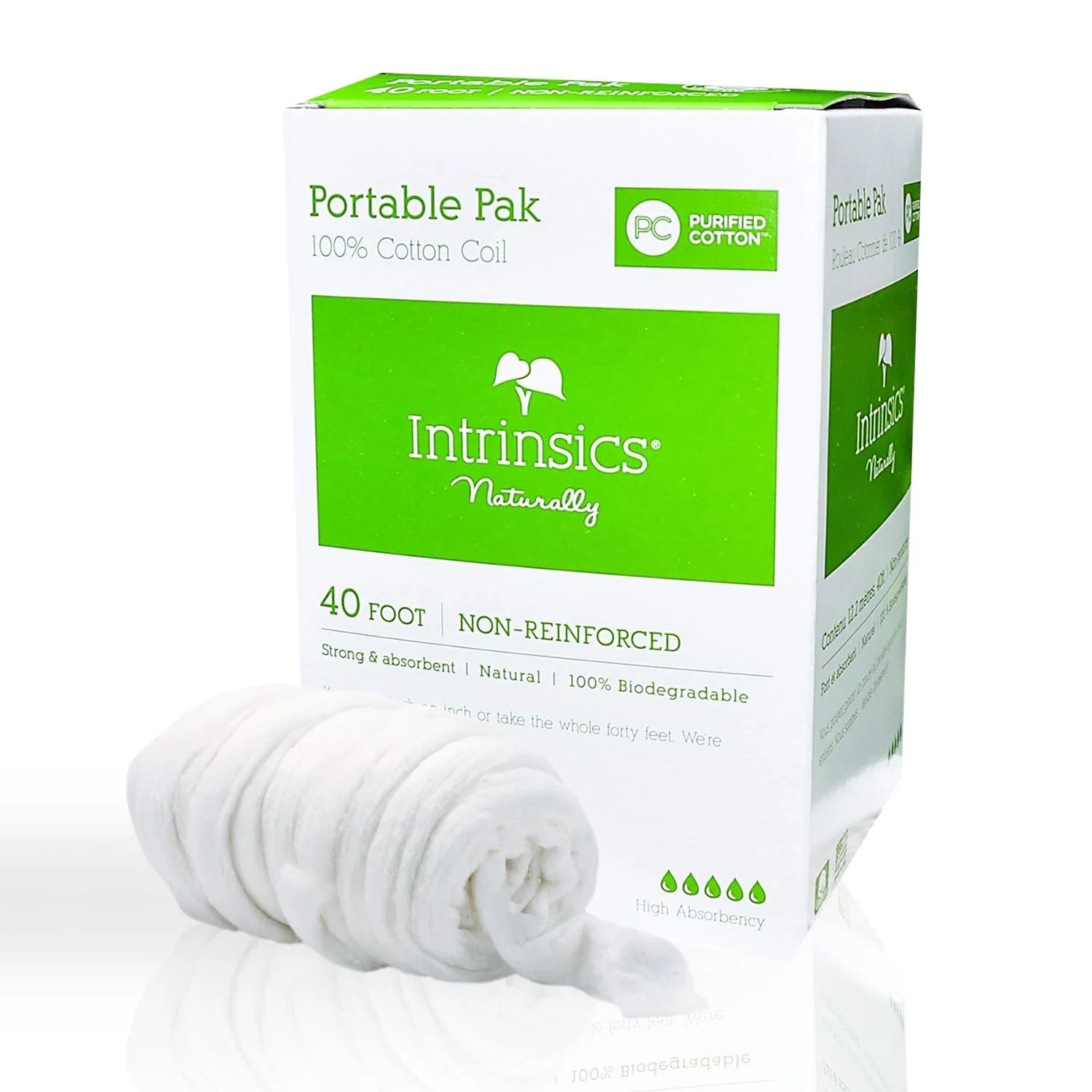 Intrinsics Portable 100% Cotton Coil (40 ft) – Professional, High Absorbency, an
