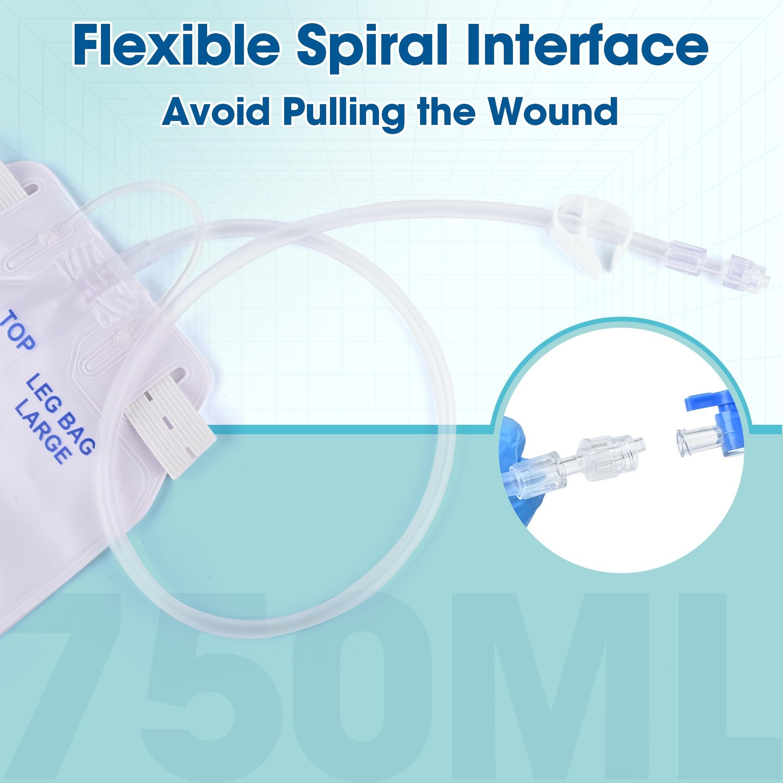 750ml Nephrostomy Bags, 3 Pack Urine Drainage Bag, Clear Bags with 24″ Silico…