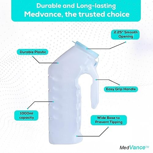 1000ml Glow in the Dark Male Urinals – Spill Proof Portable Pee Bottles (4 Pack)
