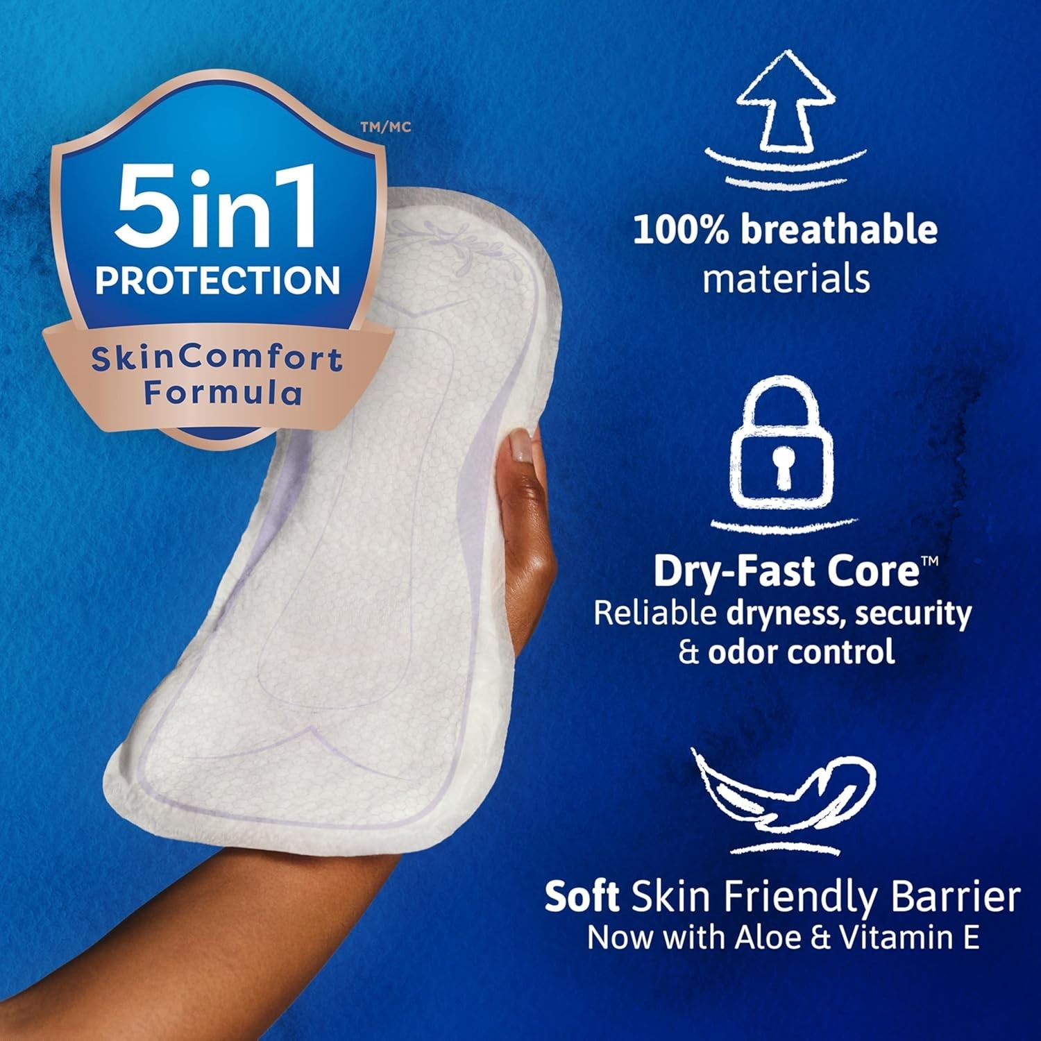 TENA Bladder Control Pads with Aloe & Vitamin E, 135 Count, Overnight Absorbency