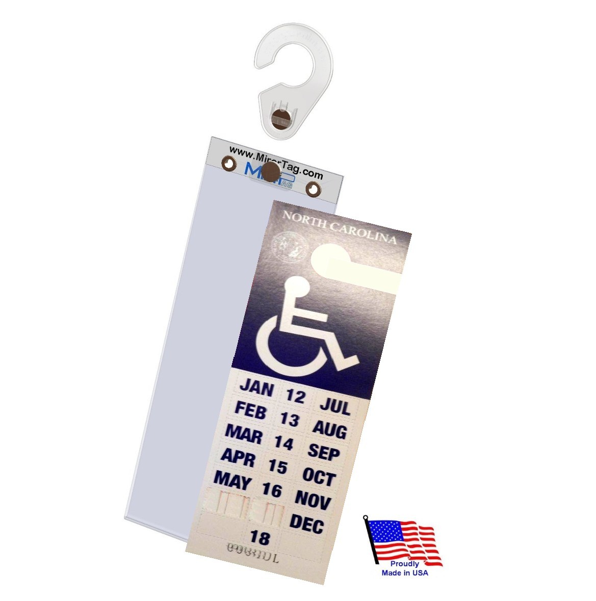 JL Safety Mirortag™ Plus- Hard Plastic Holder fits NC & NJ Handicap Tag size