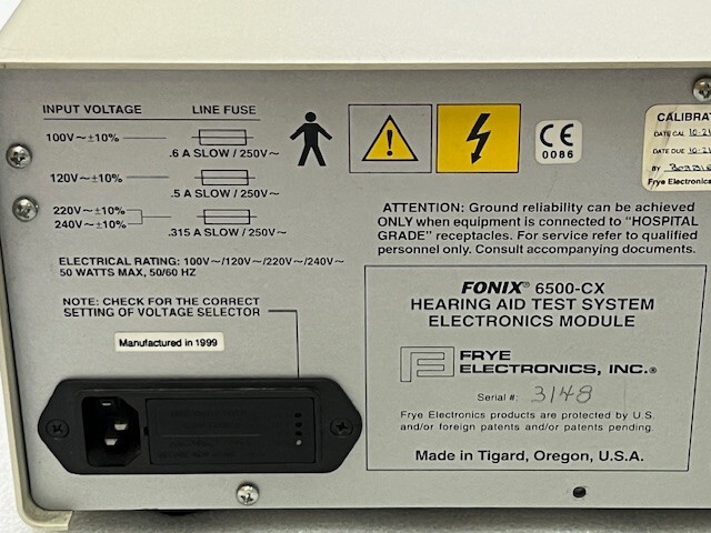 Frye Electronics FONIX 6500-CX Hearing Aid Test System Electronics Module Used