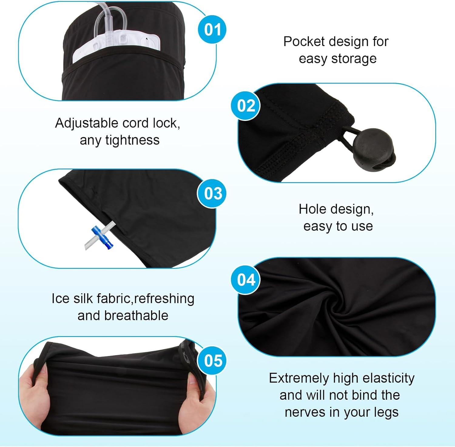 Catheter Leg Bag Holder, Ultra-Soft Fabric Comfortable & Breathable, Catheter Su