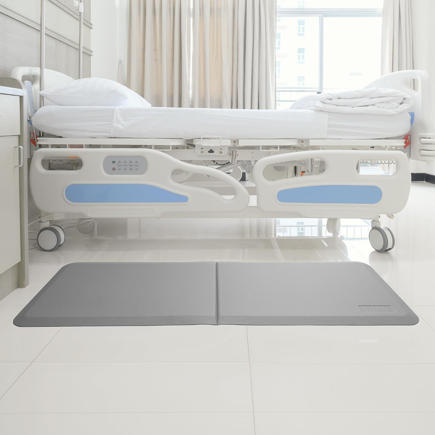 Made Medical 73″ X 24″ Bi-Fold Bedside Non-Slip Fall Mat for Elderly – Fall Prev