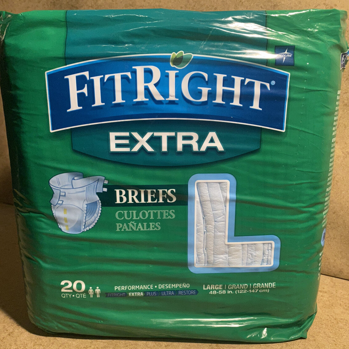 Medline FitRight Extra Briefs Size Large 20 Count