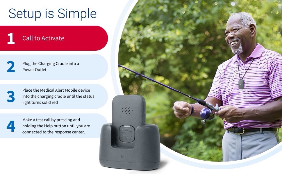 Medical Alert On-the-Go GPS Fall Detection Necklace Emergency Call Button New