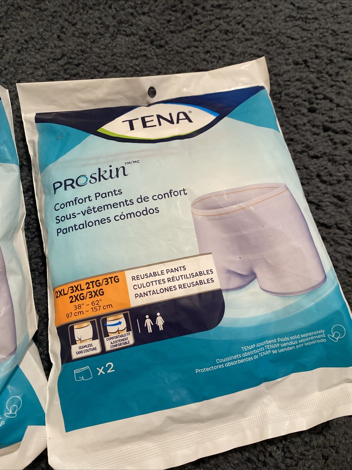 4PCS Tena Pro Skin Comfort Unisex Reusable Knit Underwear Pants Size 2XL/3XL,