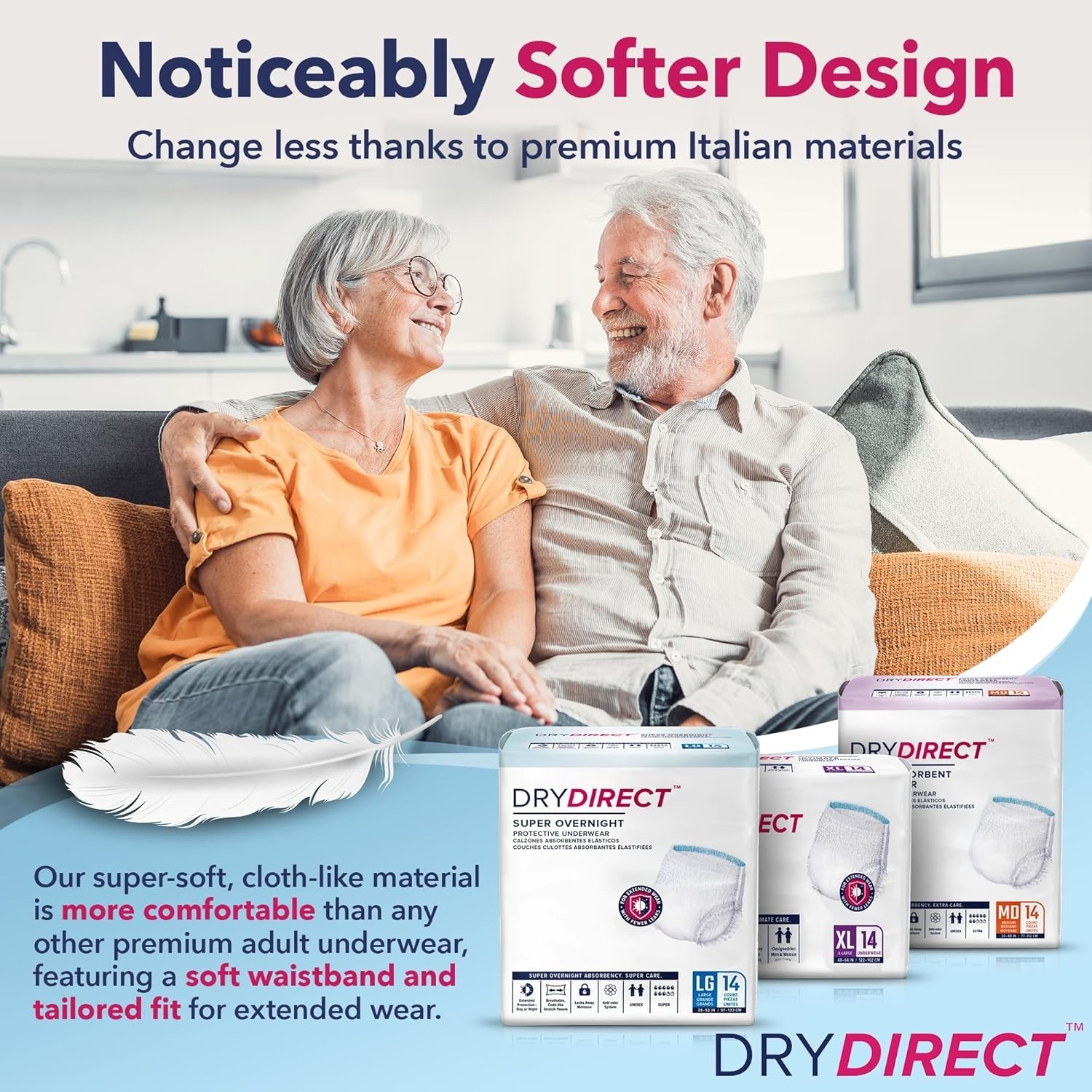 Super Overnight Adult Diapers with Leak Guards & Wetness Indicator – 12 Count