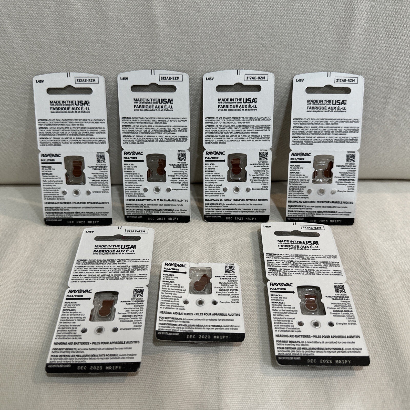 Size 312 Rayovac Extra Advanced Hearing Aid Batteries – 7 Pack 54Pcs