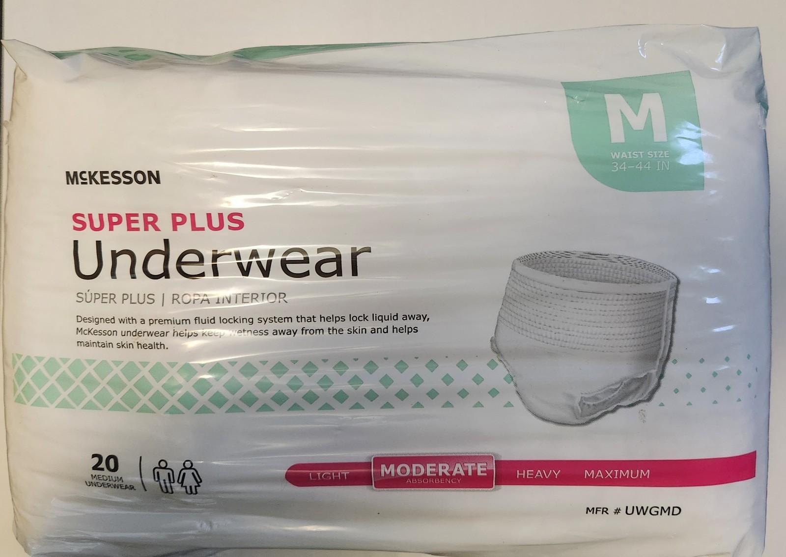 McKesson Super Plus Incontinence Briefs Moderate Absorbency 20 Ct Medium Unisex
