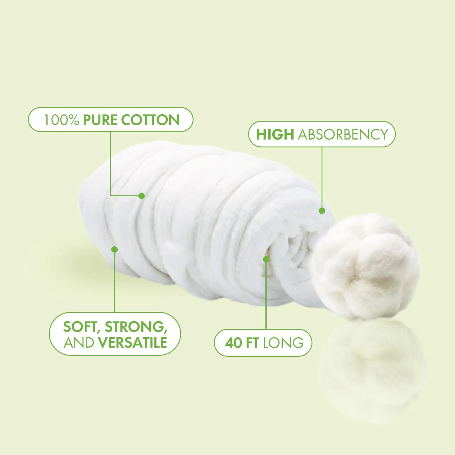 Intrinsics Portable 100% Cotton Coil (40 ft) – Professional, High Absorbency, an