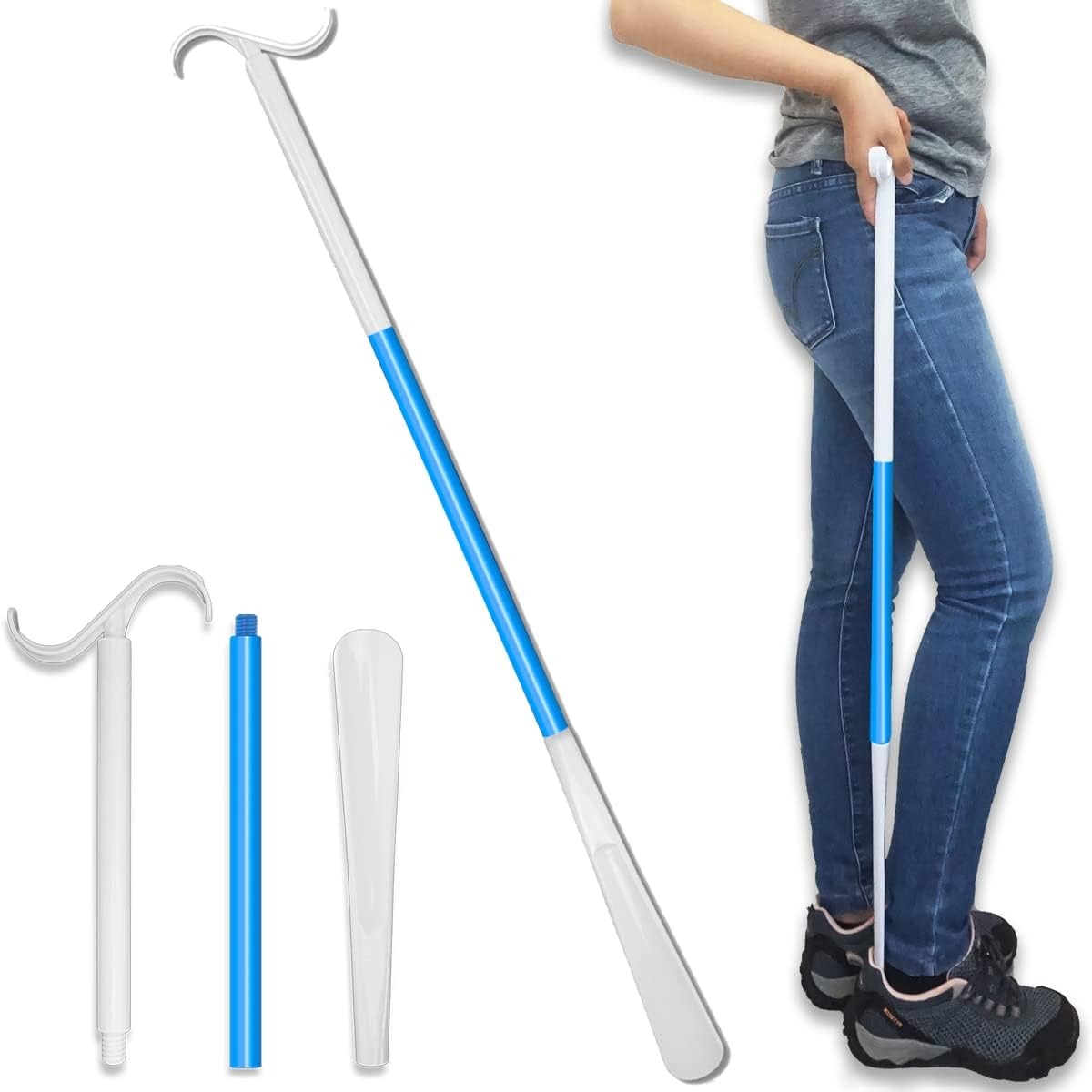 35.5 Inch Long Handled Shoe Horn, Dressing Stick, Sock Remover Aid Helper -…