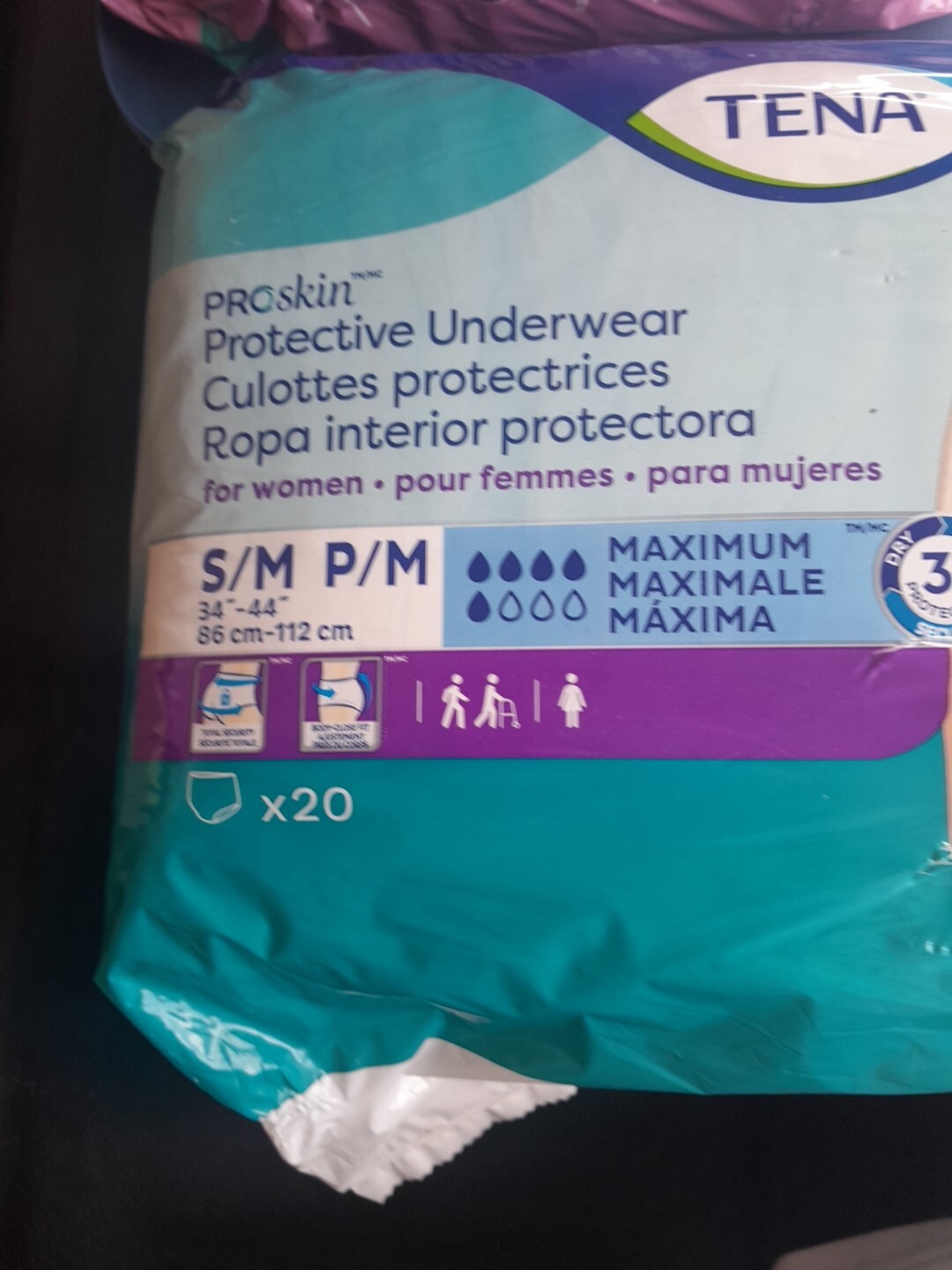 Tena ProSkin Incontinence Bladder Control Underwear for Men, Max. S/M 34-44 16c