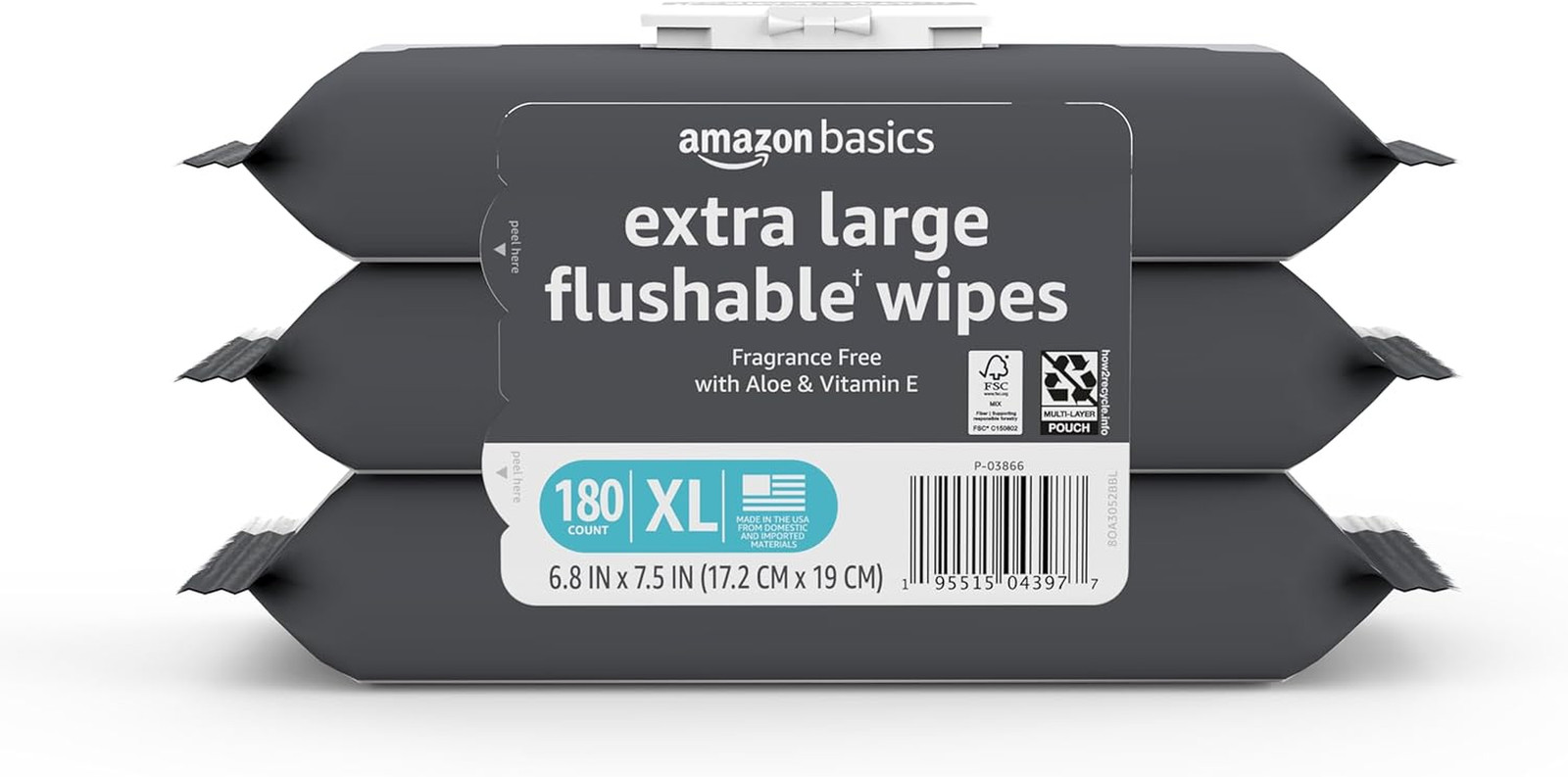 Extra Large Flushable Wipes, 60Ct (Pack of 3)