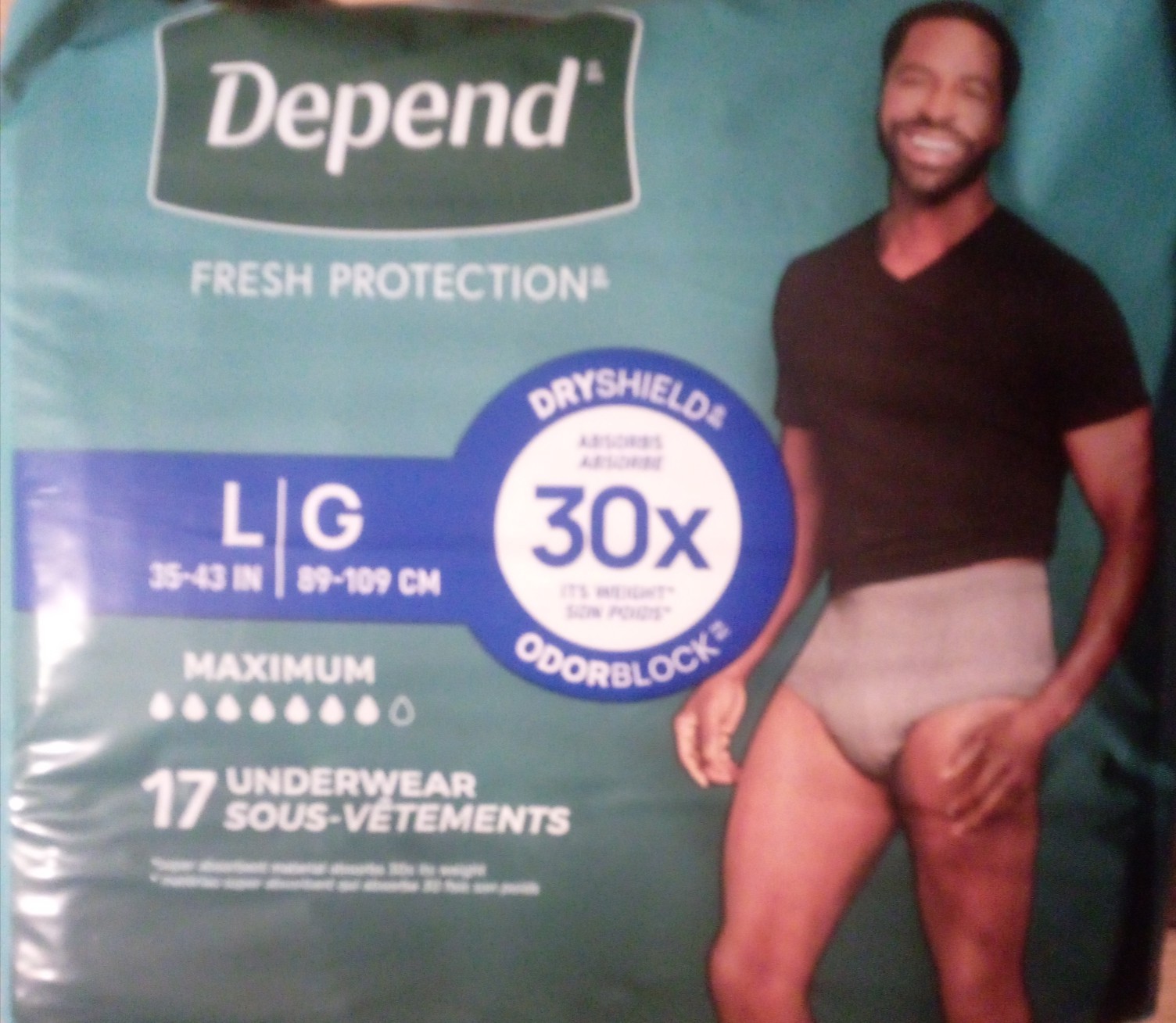 Depends Men underwear LG 17 ct maximum protection – 2 pk