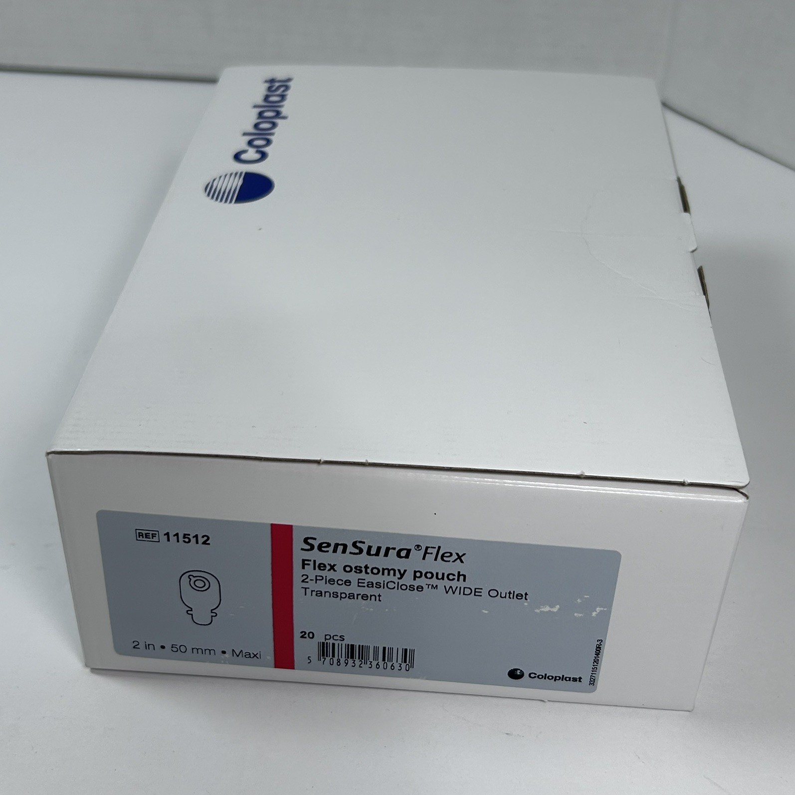 Coloplast 11512 SenSura Flex Ostomy Pouch 2 Piece System Wide Outlet Transparent