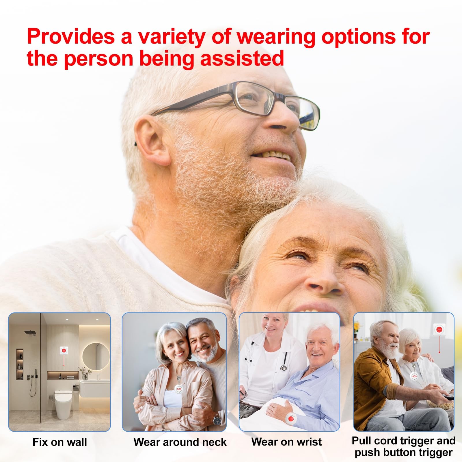 XUK WiFi SOS Caregiver Pager Call Button for Elderly, No Monthly Fee 2.4GHz