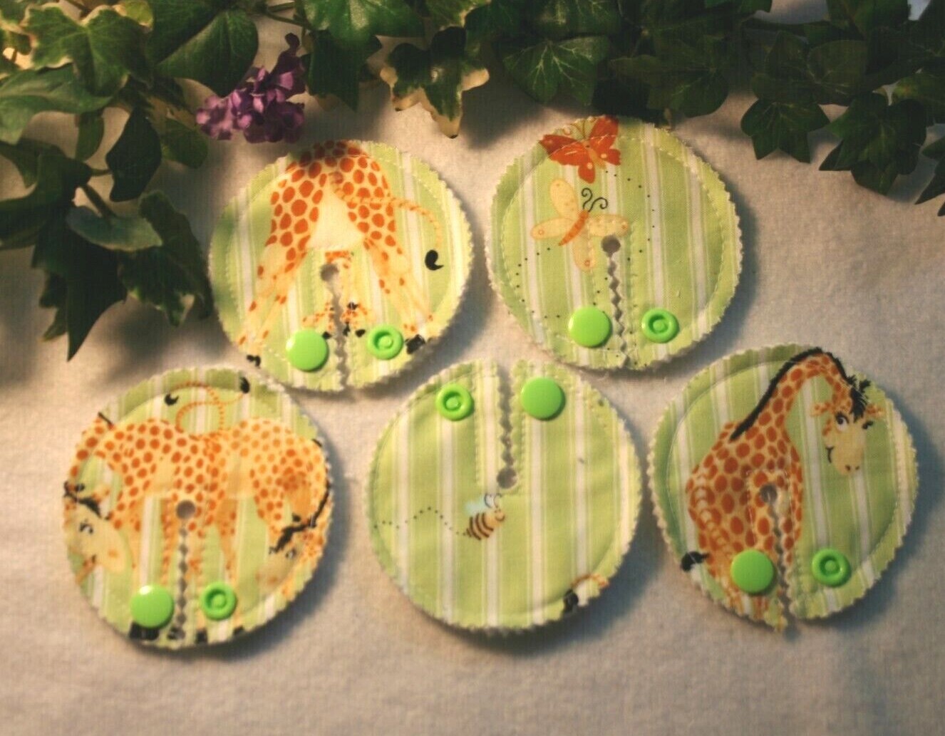 3.25 Inch Pads G-tube pads. Cute Giraffes Set of 5