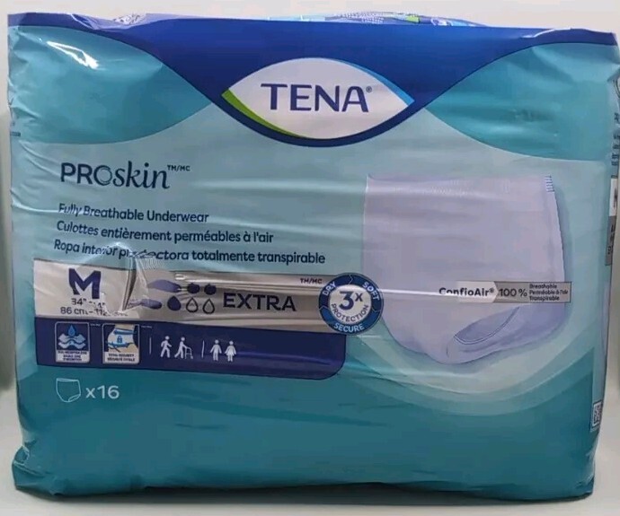 TENA ProSkin Incontinence Underwear Extra M 34″-44″ Fully Breathable 16 Ct