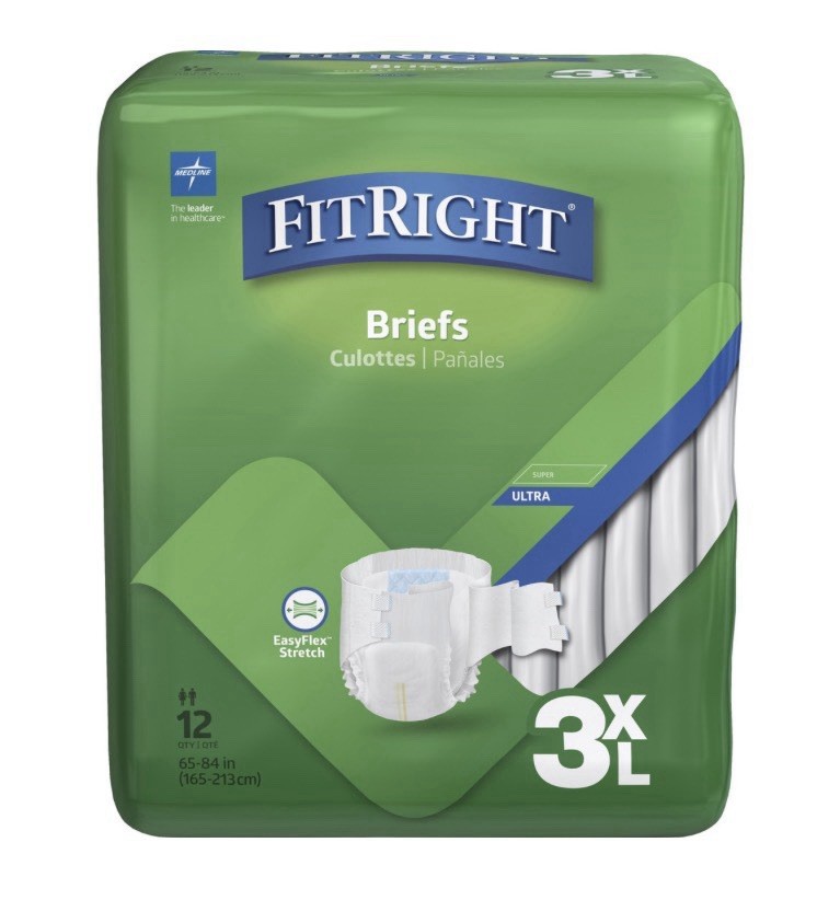 48 Case FitRight Bariatric Adult Diapers, Ultra Heavy Absorbency, 3XL Bulk Lot