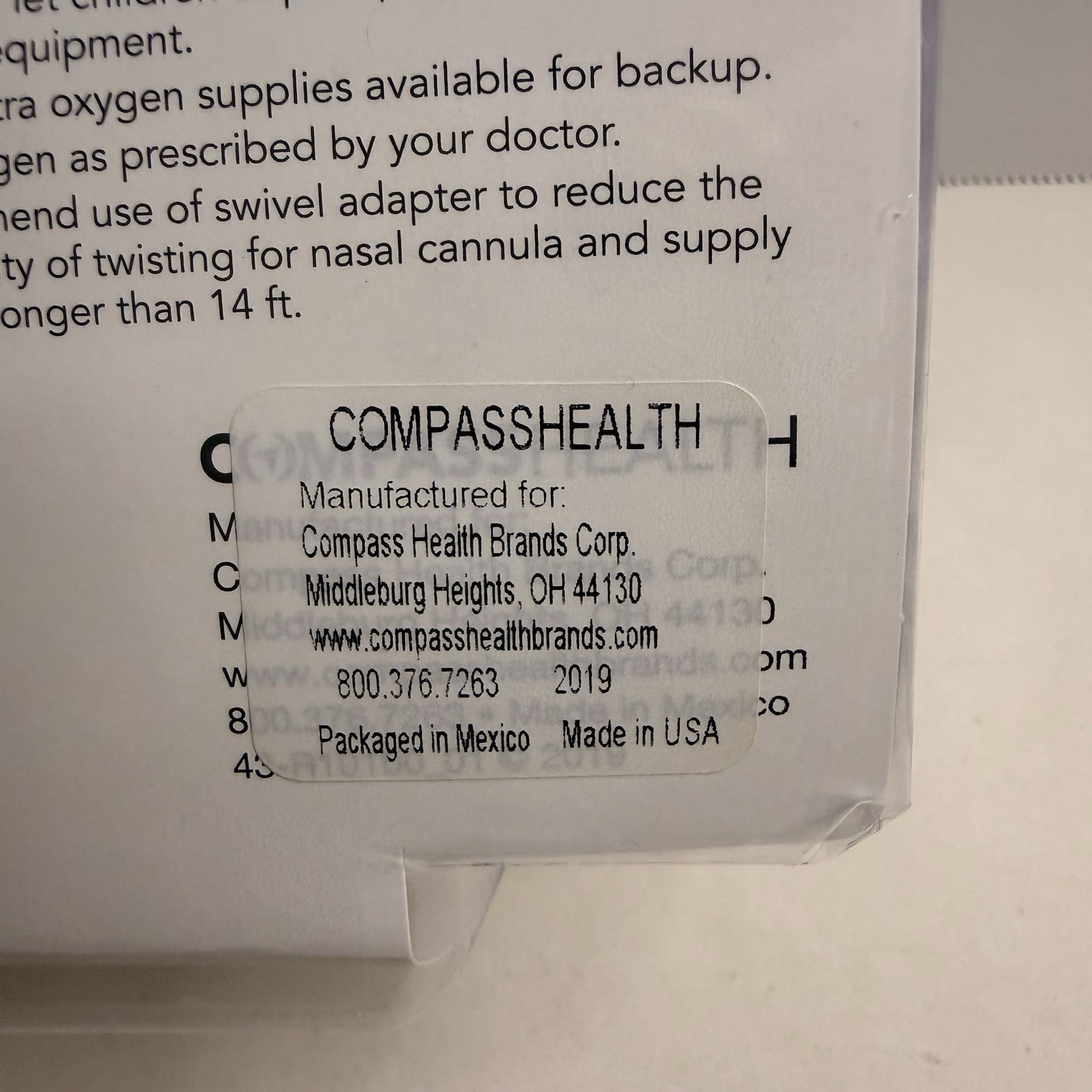 Carex Nasal Oxygen Cannula 7ft Kink Resistant Tubing Latex Free NEW