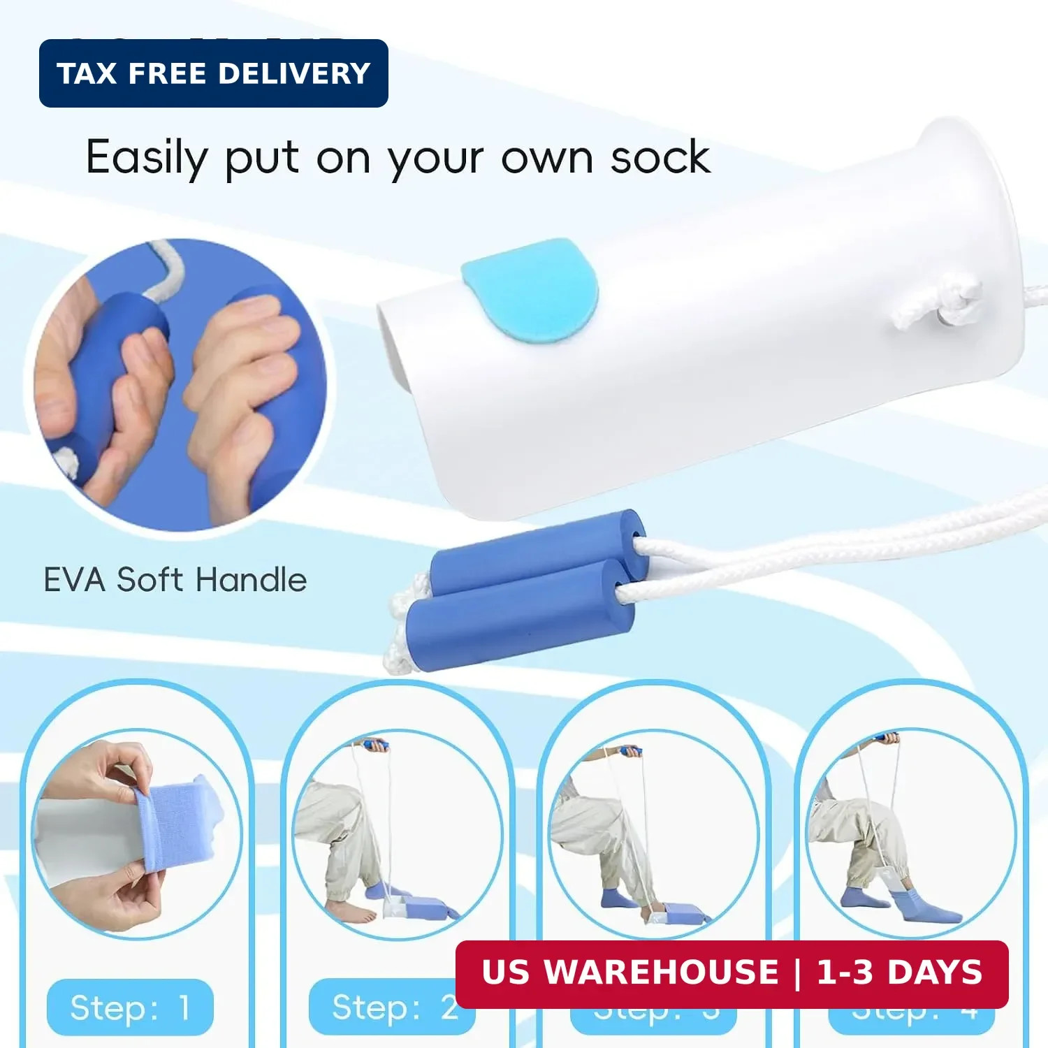 Sock Aid Kit, Sock Puller Aid Easy On and Off, Sock Assistant Device No Bending,