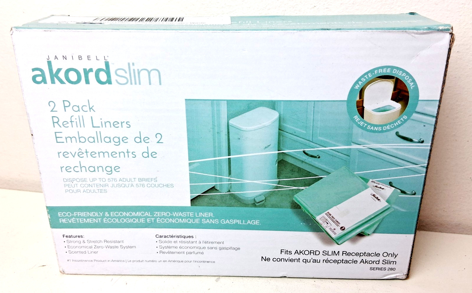 Janibell Akord Slim 2-Pack Refill Liners for AKORD Receptacle New SEALED in Box