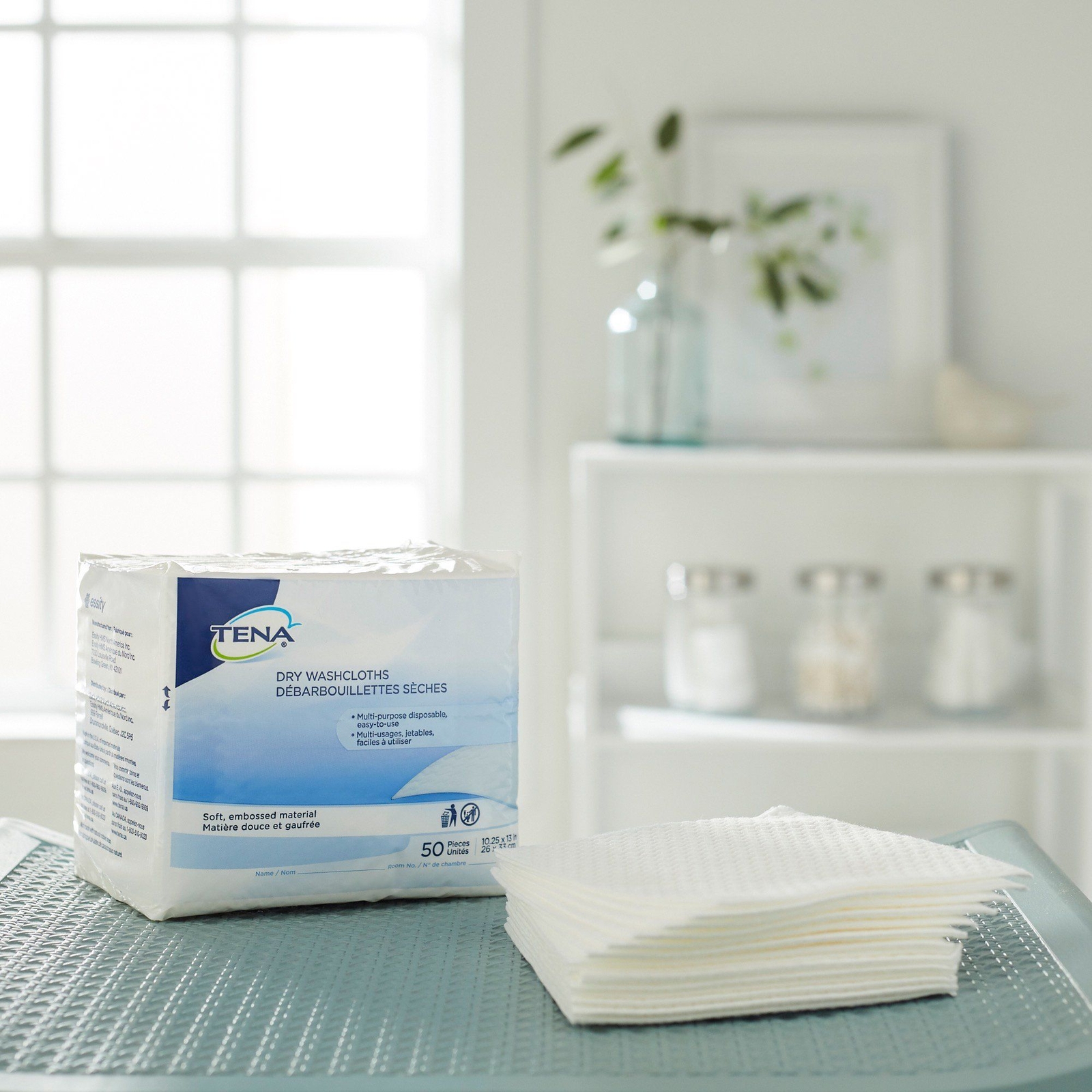Tena Dry Washcloths, 10-1/4 x 13 Inch (CS/20)