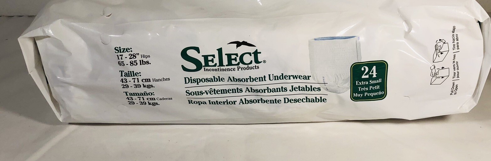 New Sealed 96 ct Tranquility Select Disposable Absorbent Underwear, XS W 17-28″