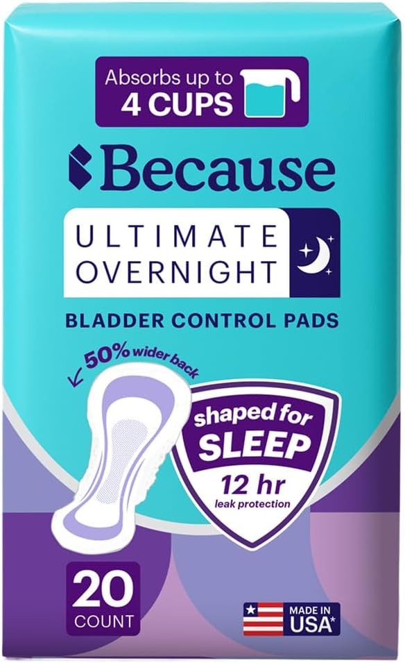 Because Ultimate Overnight Booster Pads, 4 Cups Absorbency, 20 Count