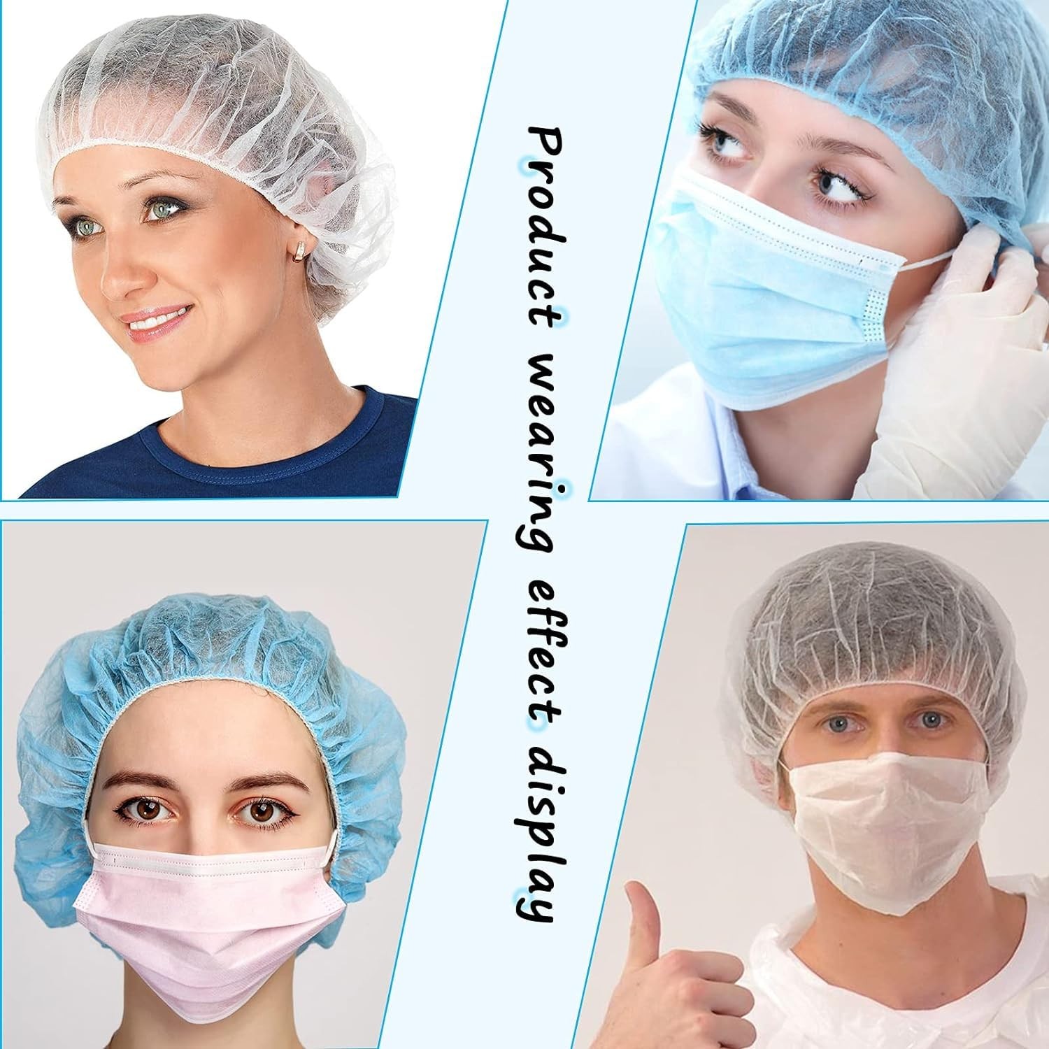 Disposable Bouffant Caps 100pcs,24inches Hair Net, Elastic Dust Cap for Food …