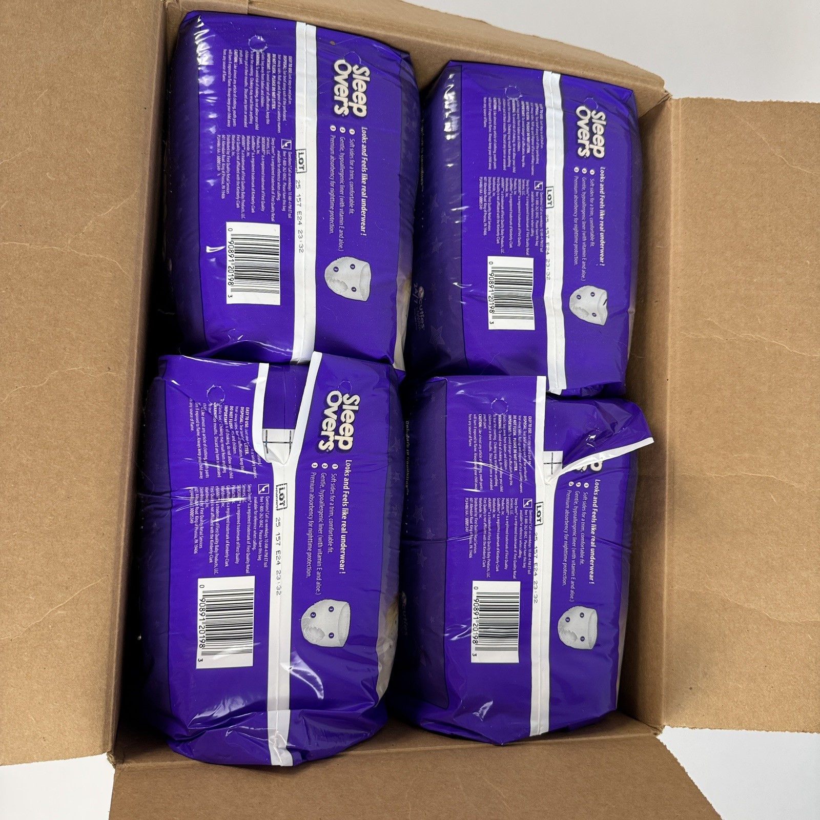 Sleep Overs Youth Underwear X-Large 85-140 lbs 4 Packs 22 Ct -88 Total Garments