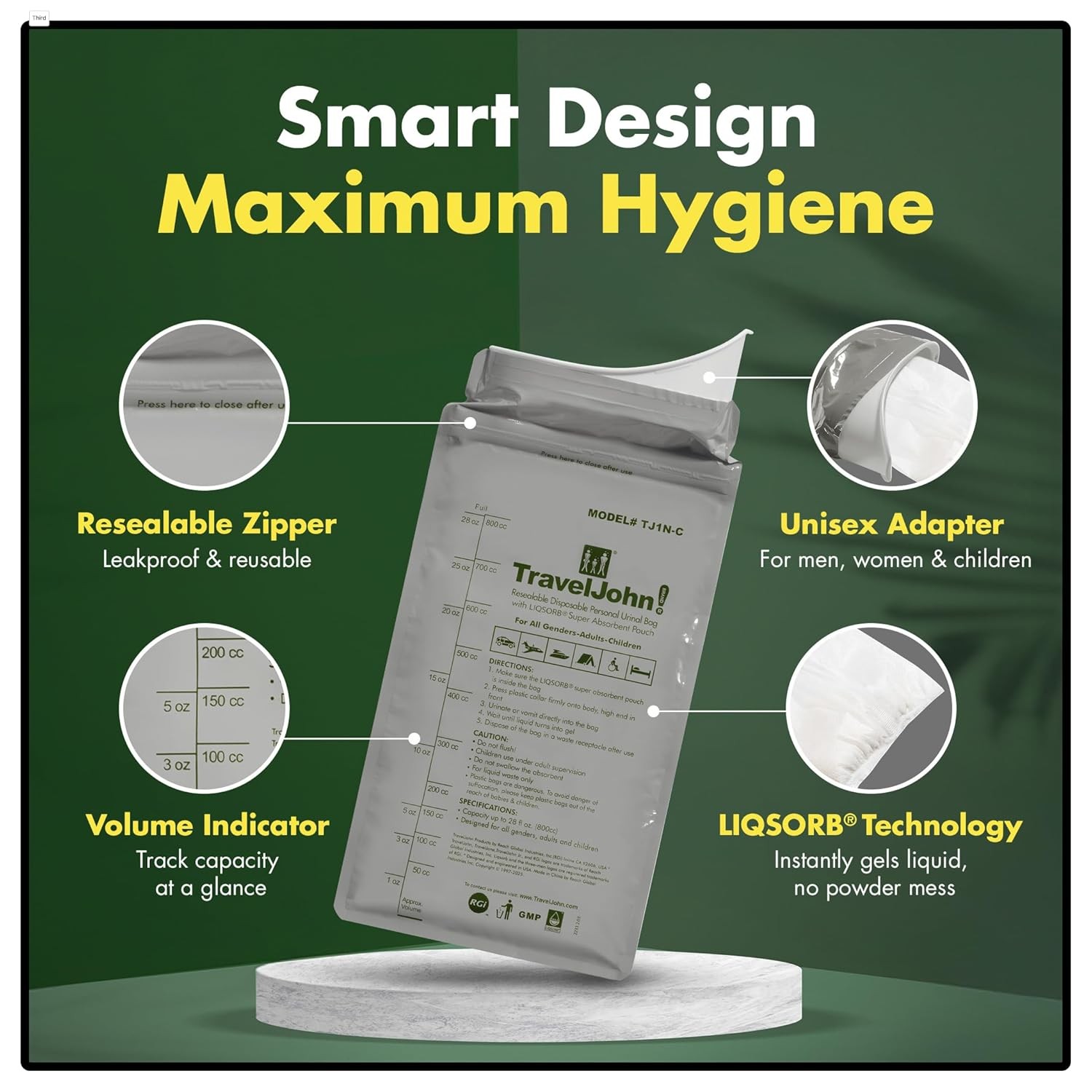TravelJohn Disposable Urinal Bags Portable Road Trip Essentials Men Women