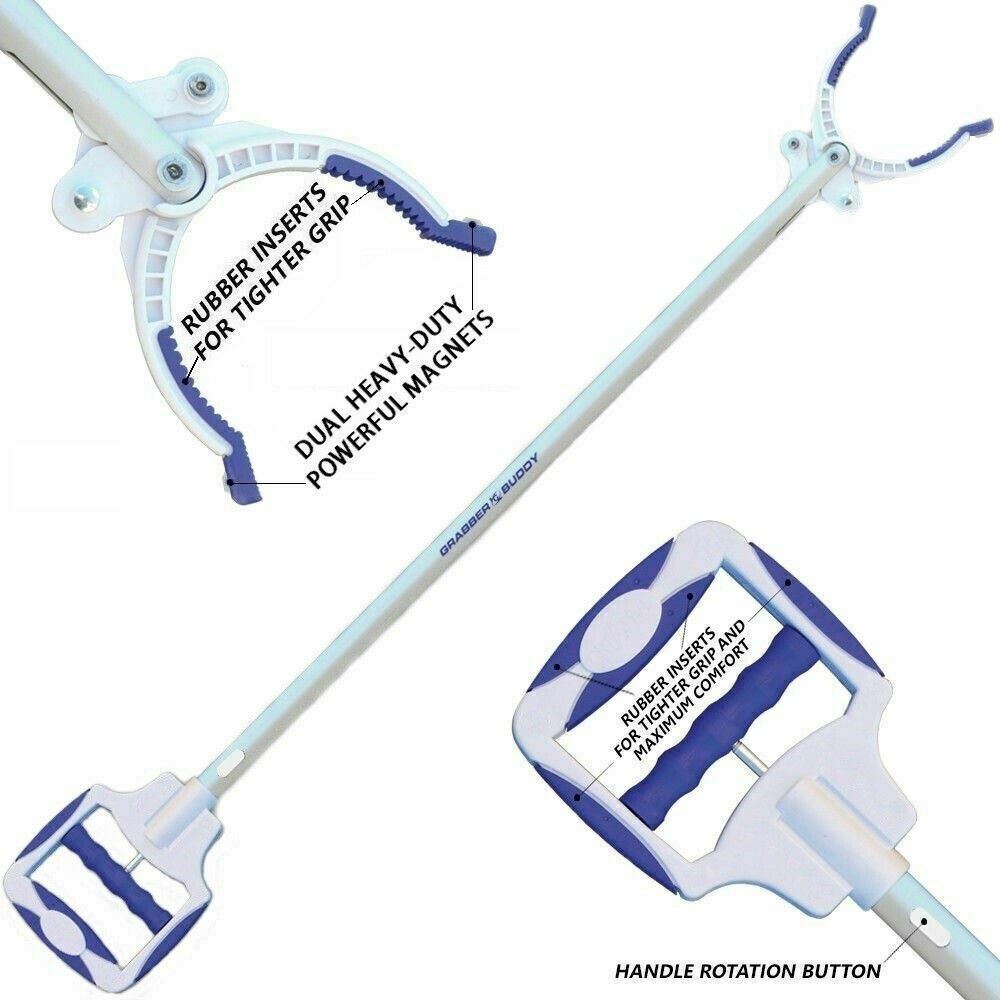 48″ Pick Up Tool with 2 Heavy-Duty Magnets Grabber Buddy Reacher Rubber Tips