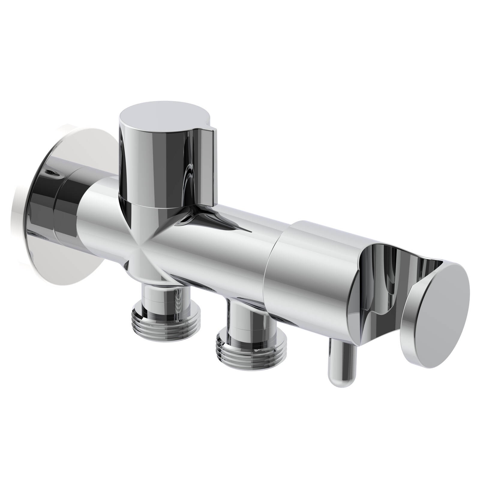 evekare Chrome Dual Hand Spray Holder And Shut Off Valve