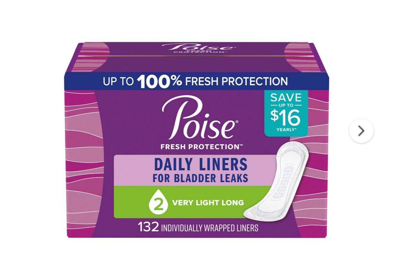 Poise Very Light Absorbency Long Incontinence Panty Liners – 132 ct.