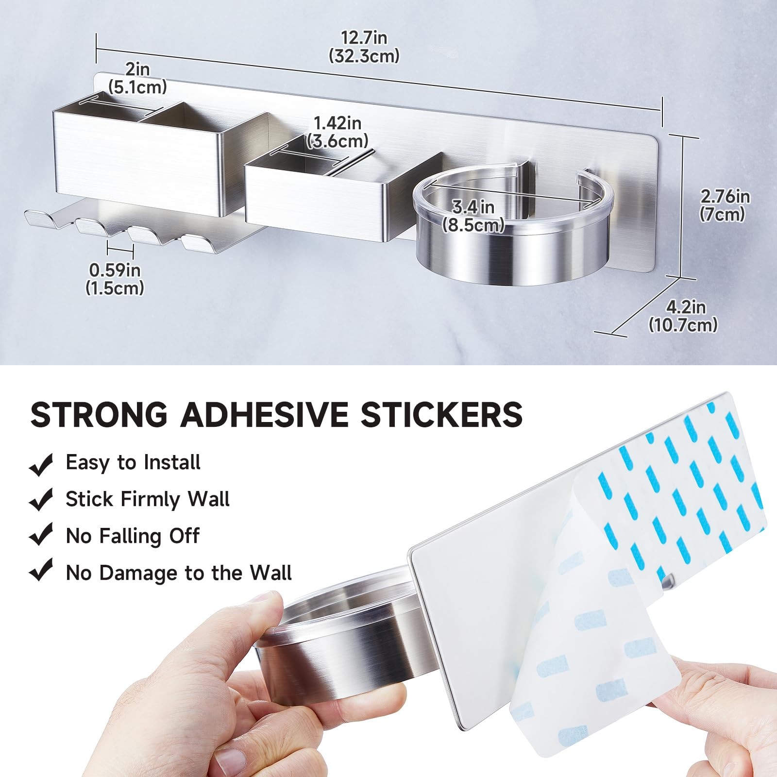 Oukimly Hairdryer Holder Wall Mounted Hair Straightener Holder Blow Dryer