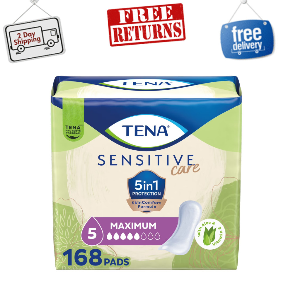 TENA Sensitive Care Maximum Absorbency Incontinence Pad for Women, 168 Count