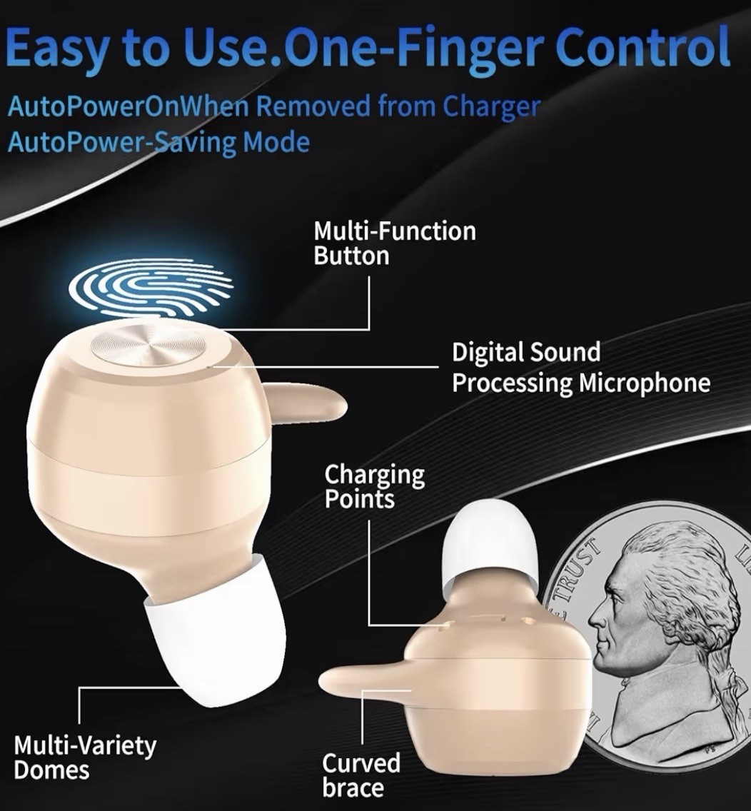 OTC Rechargeable Hearing Aids Noise Canceling 25+Hr Battery Seniors Adults