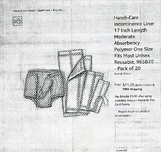 Handi Care Incontinence Liner 17″ Lgth Moderate Absorbency 1 Sze Fits Most 20 Pc