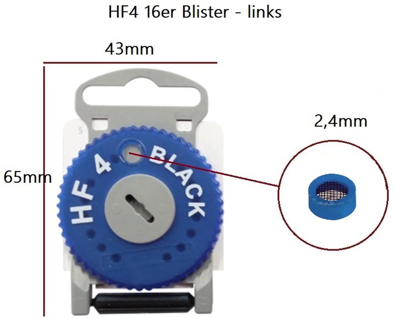 20 x audio service HF4, black cerumen filter left blue 16 blister