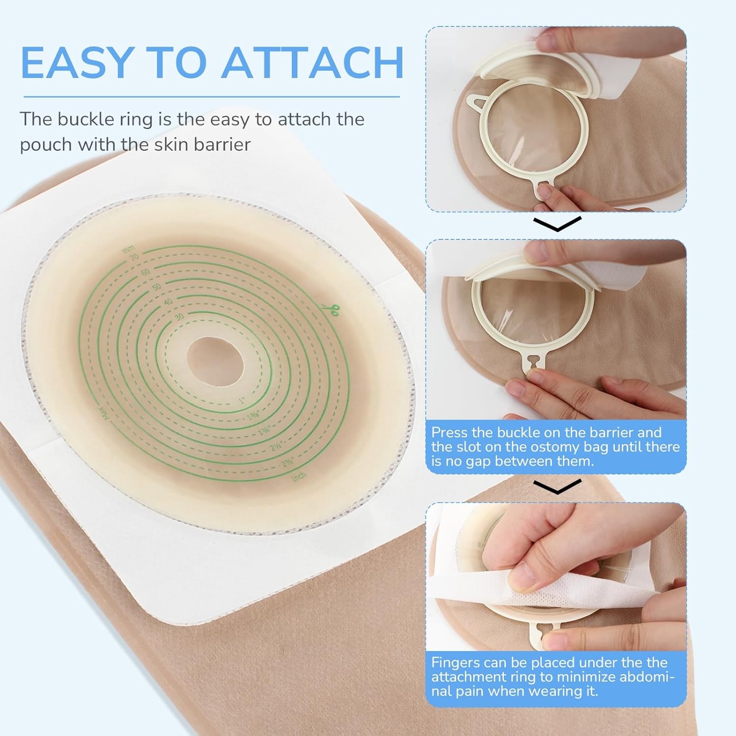 22pcs Ostomy Supplies Colostomy Bags, 2-Piece Colostomy Bags, Two-Piece Drainabl