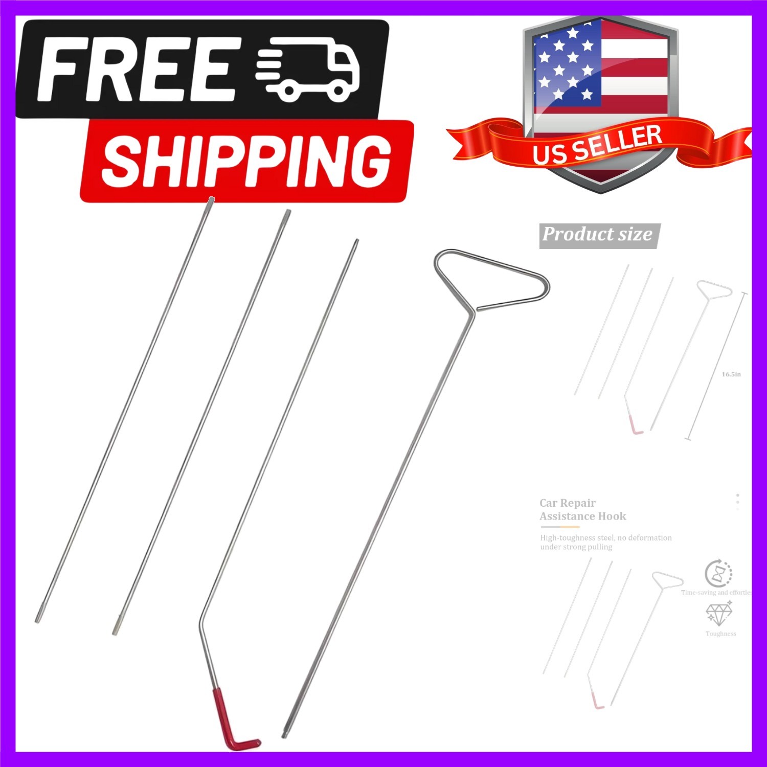 4PCS , 63″ Portable Multi-Use Vehicle Long Reacher Grabber Emergency Tool, Ad…
