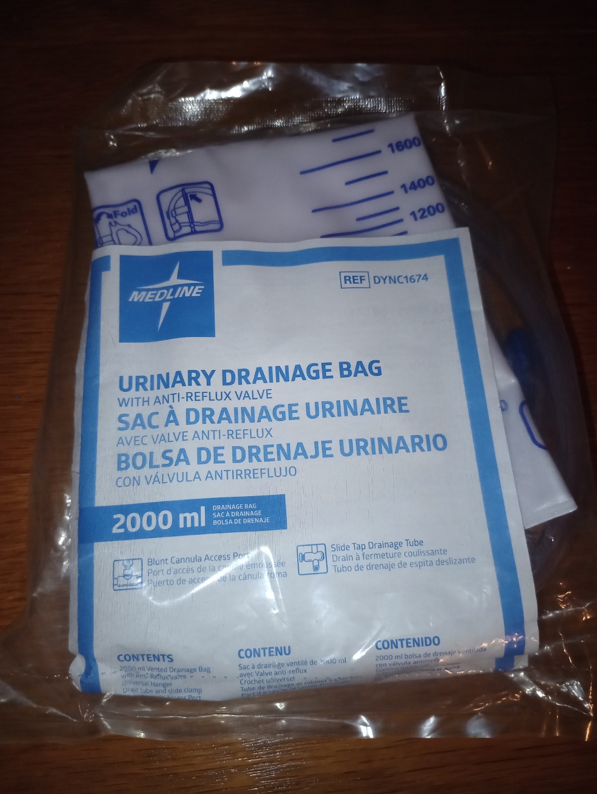 Medline 2000 ml Urinary Drainage Bag With AR Valve & Sterile 1000 ml Leg Bag
