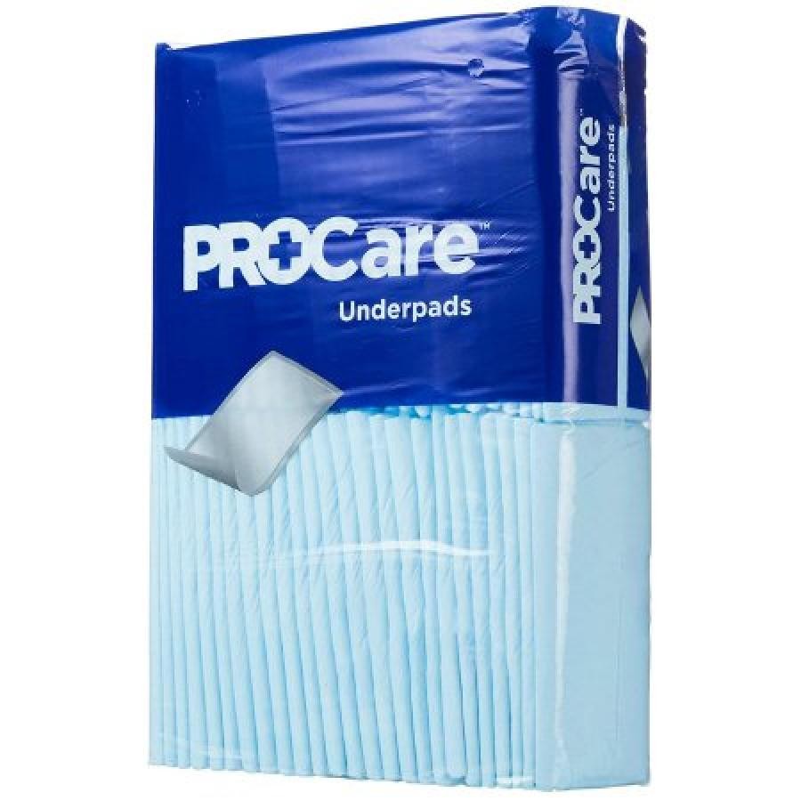 ProCare Underpads 21×36 In Blue Disposable Fluff Core Light Absorbency 120 Ct